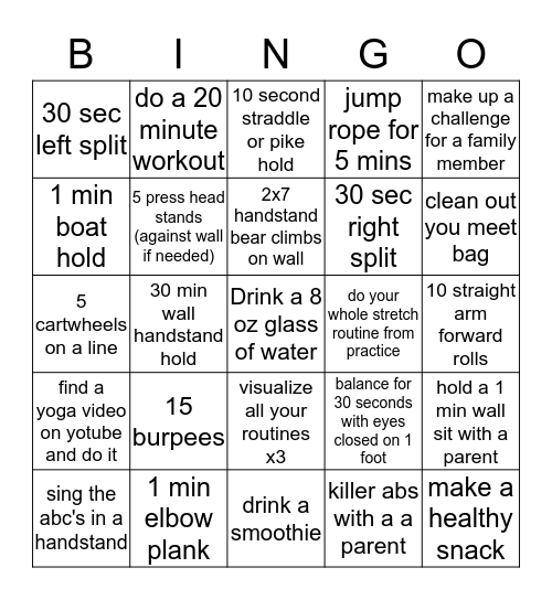 Challenge 1 Bingo Card