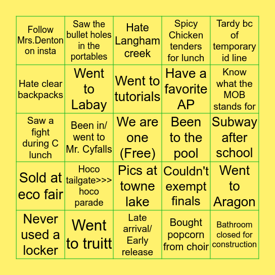 Cyfalls Bingo Card