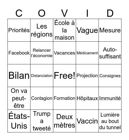 COVID Bingo Card