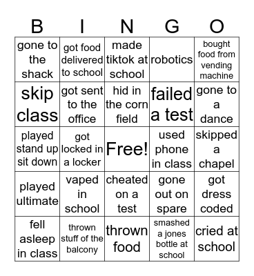 woodland bingo Card
