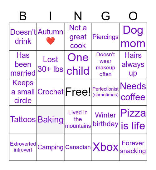 How alike are we? Bingo Card
