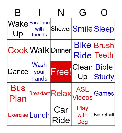 Schedule Bingo Card