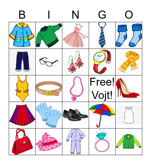 Clothes - Ħwejjeġ Bingo Card