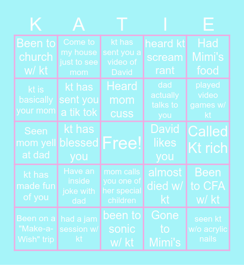 Kt's Bingo Card