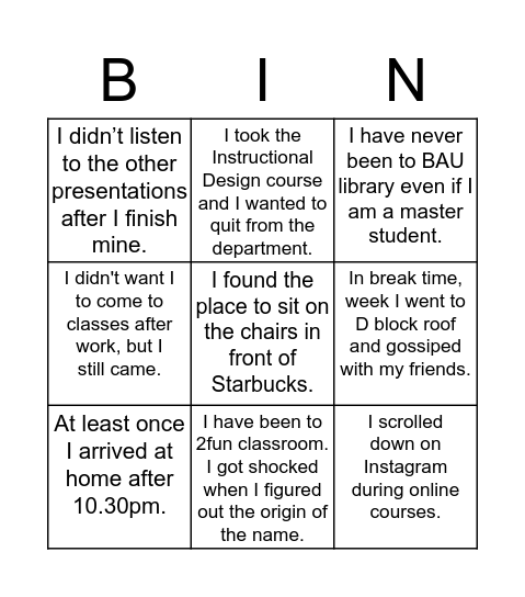 BAU EDUCATION TECHNOLOGY BINGO Card