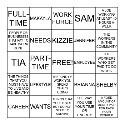 CAJE UNIT 1 VOCABULARY Bingo Card