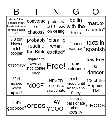 Stephen Blomstrom Bingo Card