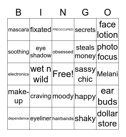 Make up Bingo Card