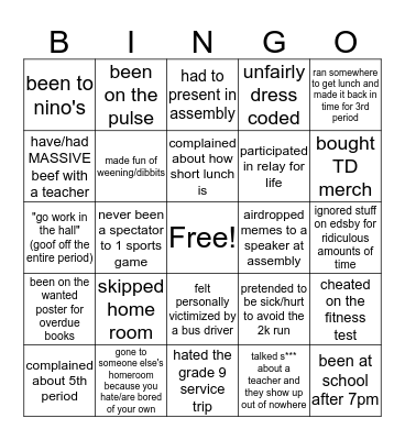 TDCH BINGO Card