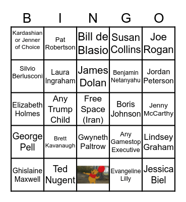 COVID-19 Celebrity Bingo Card