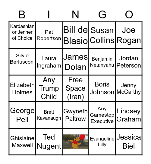 COVID-19 Celebrity Bingo Card