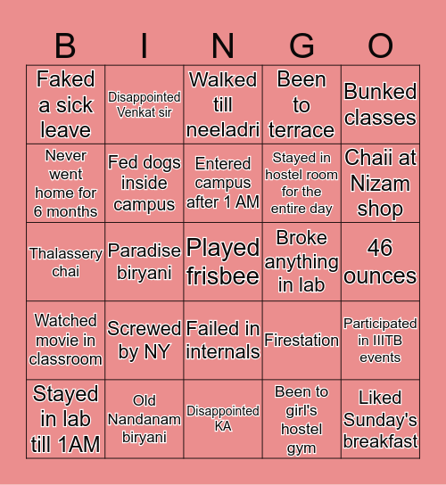 IBAB Bingo Card