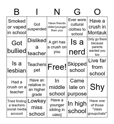 Uascj bingo Card