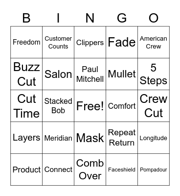 Longitude Great Clips Bingo! Bingo Card