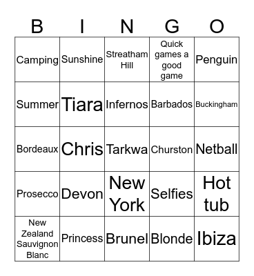 Becky’s Bingo Card