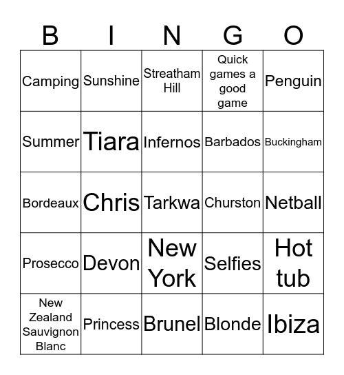 Becky’s Bingo Card