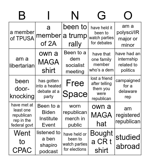 UDCR Bingo Card