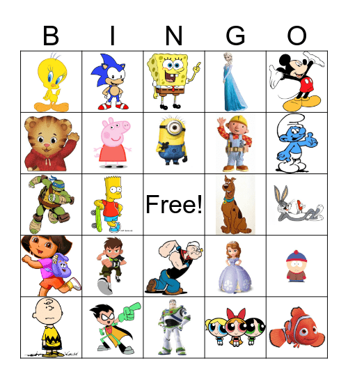 Cartoon Bingo Card