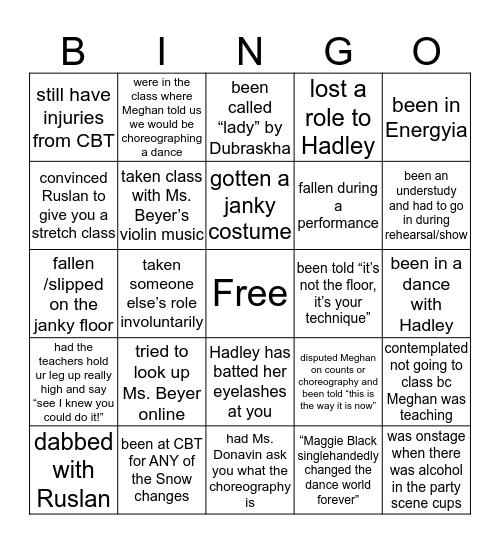 CBT Bingo Pt. 2🩰 Bingo Card