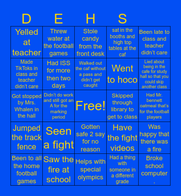 Downingtown east bingo Card
