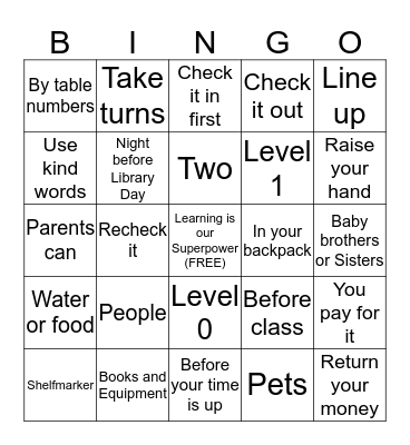 Library Procedures Bingo Card