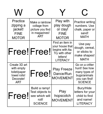 We Work Together Wednesday Bingo Card