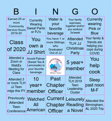 Tallahassee TEEN Jack & Jill Bingo Card