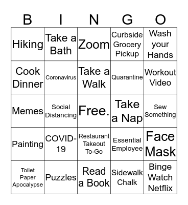 Quarantine Bingo!! Bingo Card