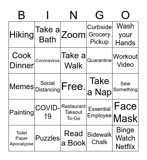 Quarantine Bingo!! Bingo Card