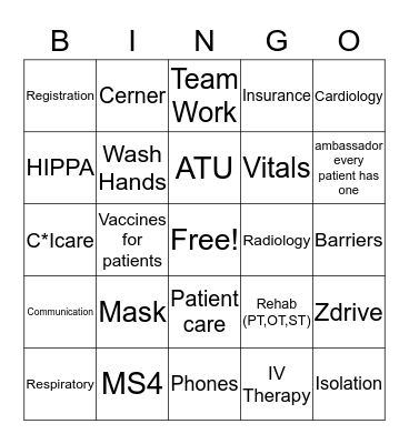 ADMITTING BINGO Card