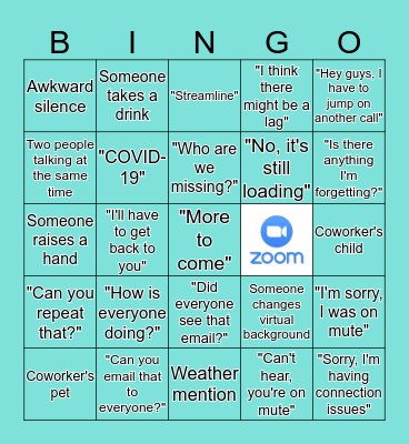 GTA Conference Call Bingo Card