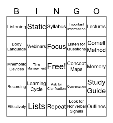 Chapter 4 Group Activity Bingo Card