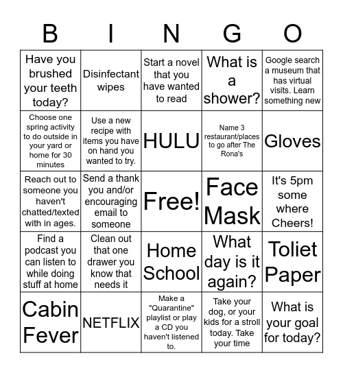 THE RONA'S Bingo Card