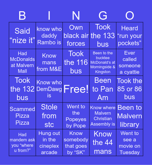 Bingo: Scarborough Edition Bingo Card