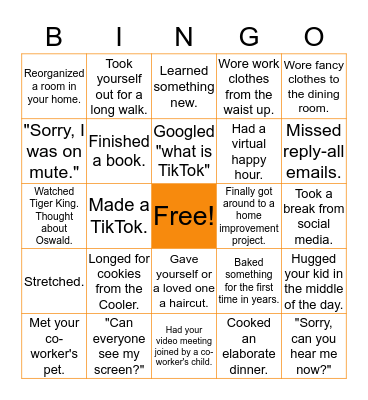 WFH Bingo - Oxy Edition Bingo Card