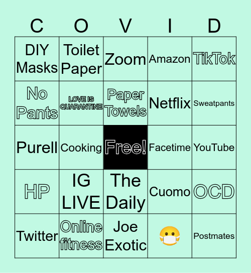CORONA BINGO Card