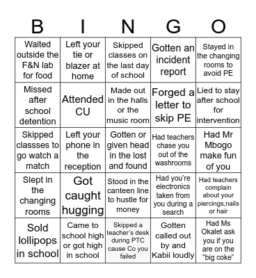 ST.CHRISTOPHER’S Bingo Card