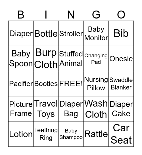 Baby Girl Bingo Card