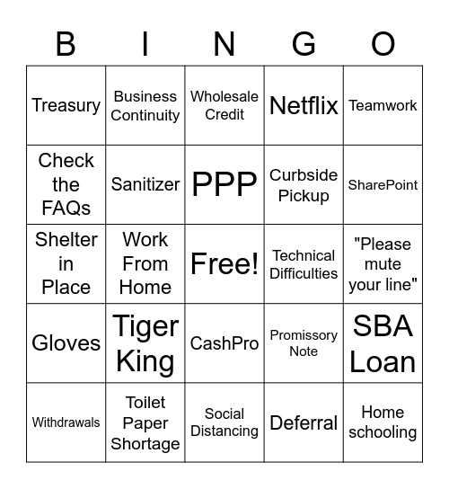 DFS Virtual Happy Hour Bingo Card