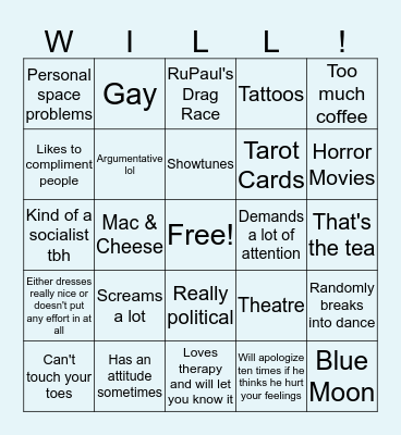 Will's Bingo Card Bingo Card