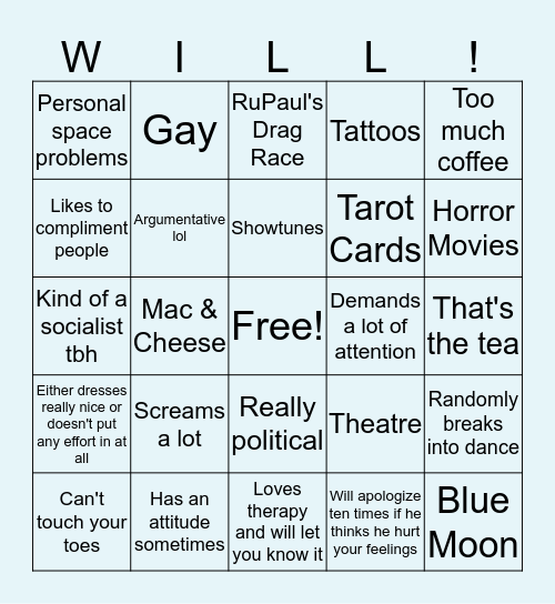 Will's Bingo Card Bingo Card