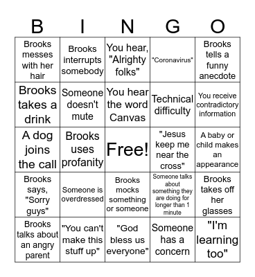 Zoom Call Bingo Card