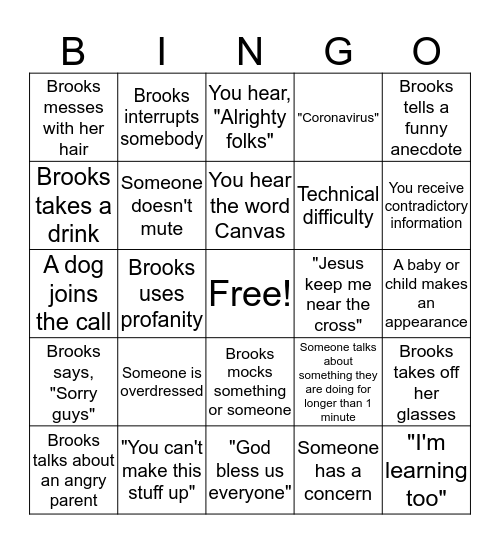 Zoom Call Bingo Card