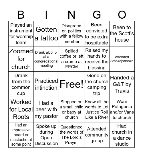 GRACE&PEACE BINGO Card