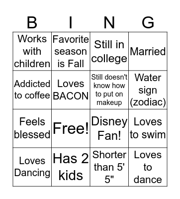 How alike are we? Bingo Card