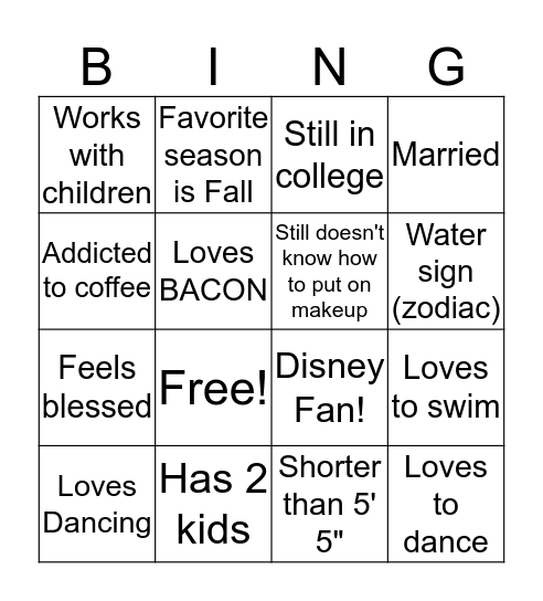 How alike are we? Bingo Card