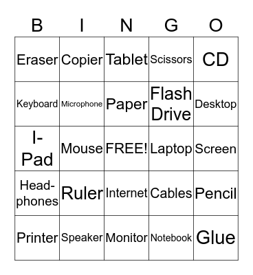 Computer Components Bingo Card