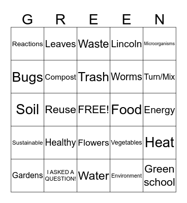 GO LINCOLN! GO GREEN! Bingo Card