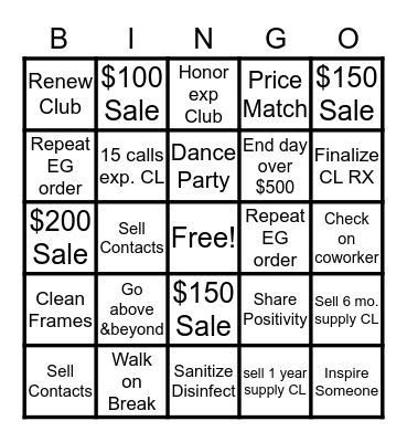 I Care Bingo!! Bingo Card