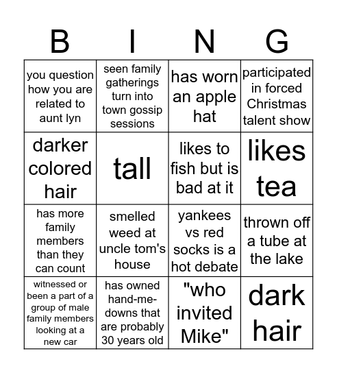 Ross Family BINGO Card